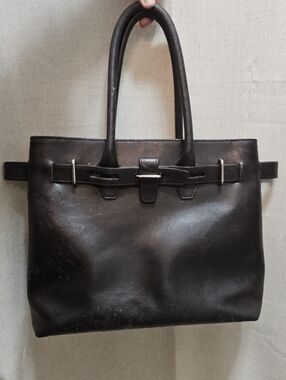 Furla Black Leather Tote – Distressed & Still Stunning